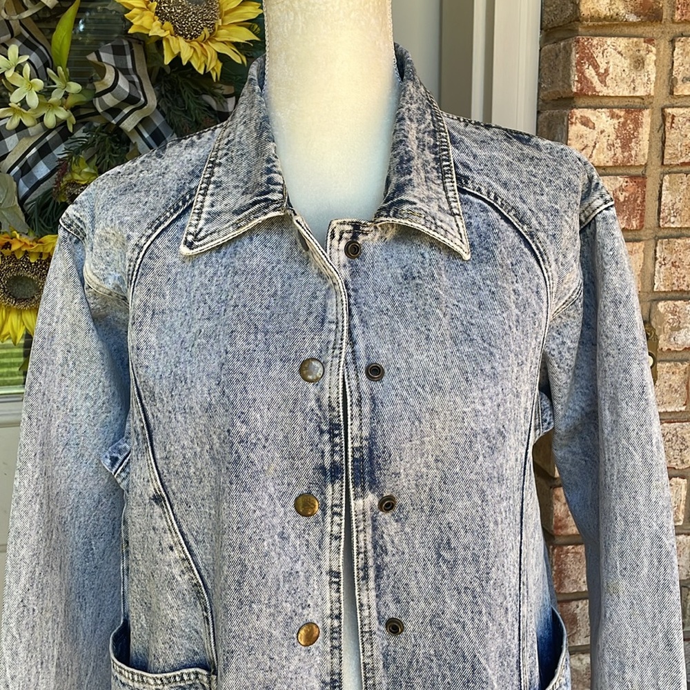 Acid Washed Denim Coat - Picture 2 of 12